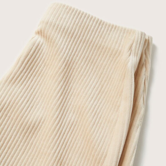 Mango Corduroy Pants with Black Ankle Cuffs and Puff Contrasting Hem Wide Beige - Picture 6 of 10
